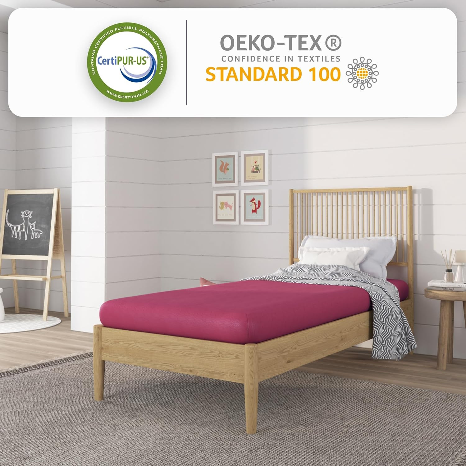 5″ Twin Memory Foam Mattress, Medium Feel, CertiPUR-US, Pink Bed in a Box