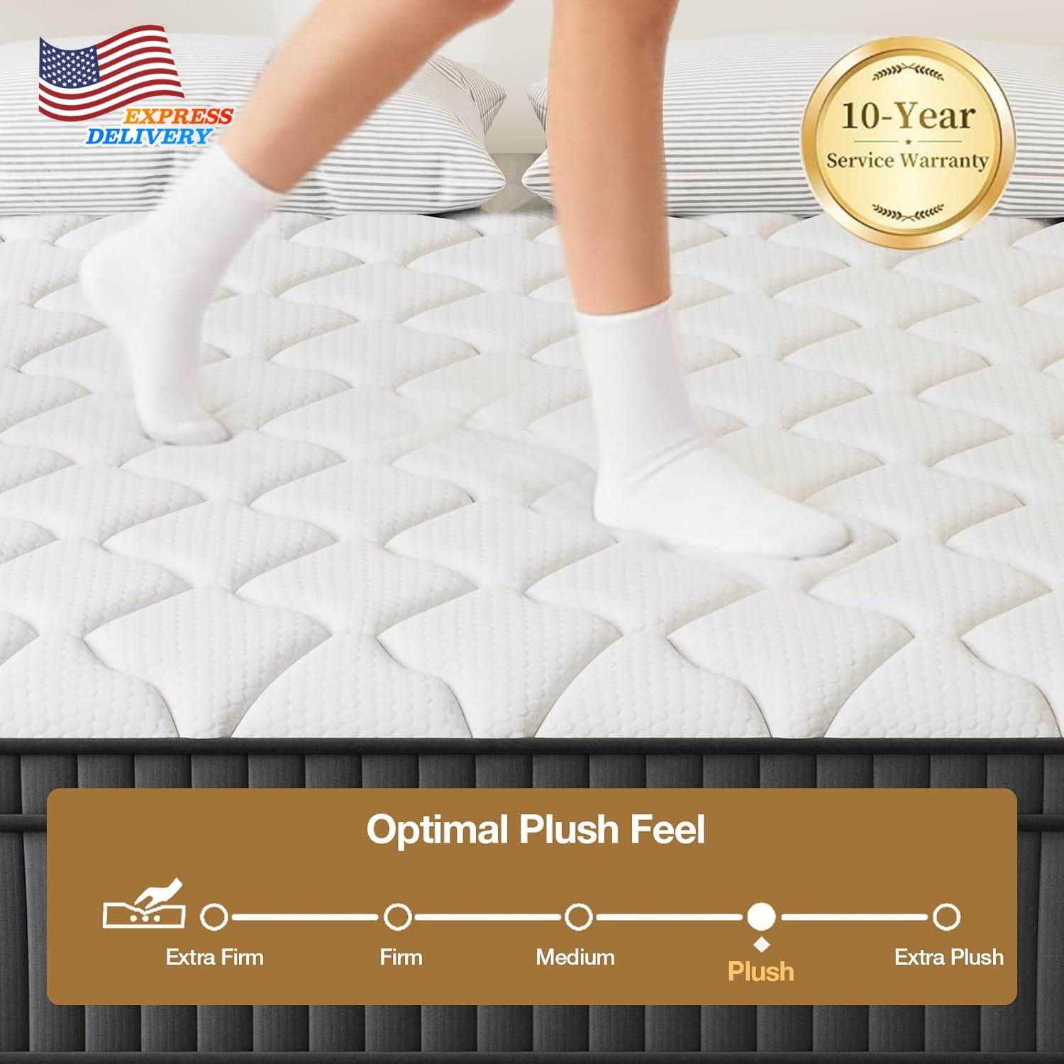 12″ Queen Hybrid Mattress Gel Memory Foam & Pocket Springs Plush Zero Pressure
