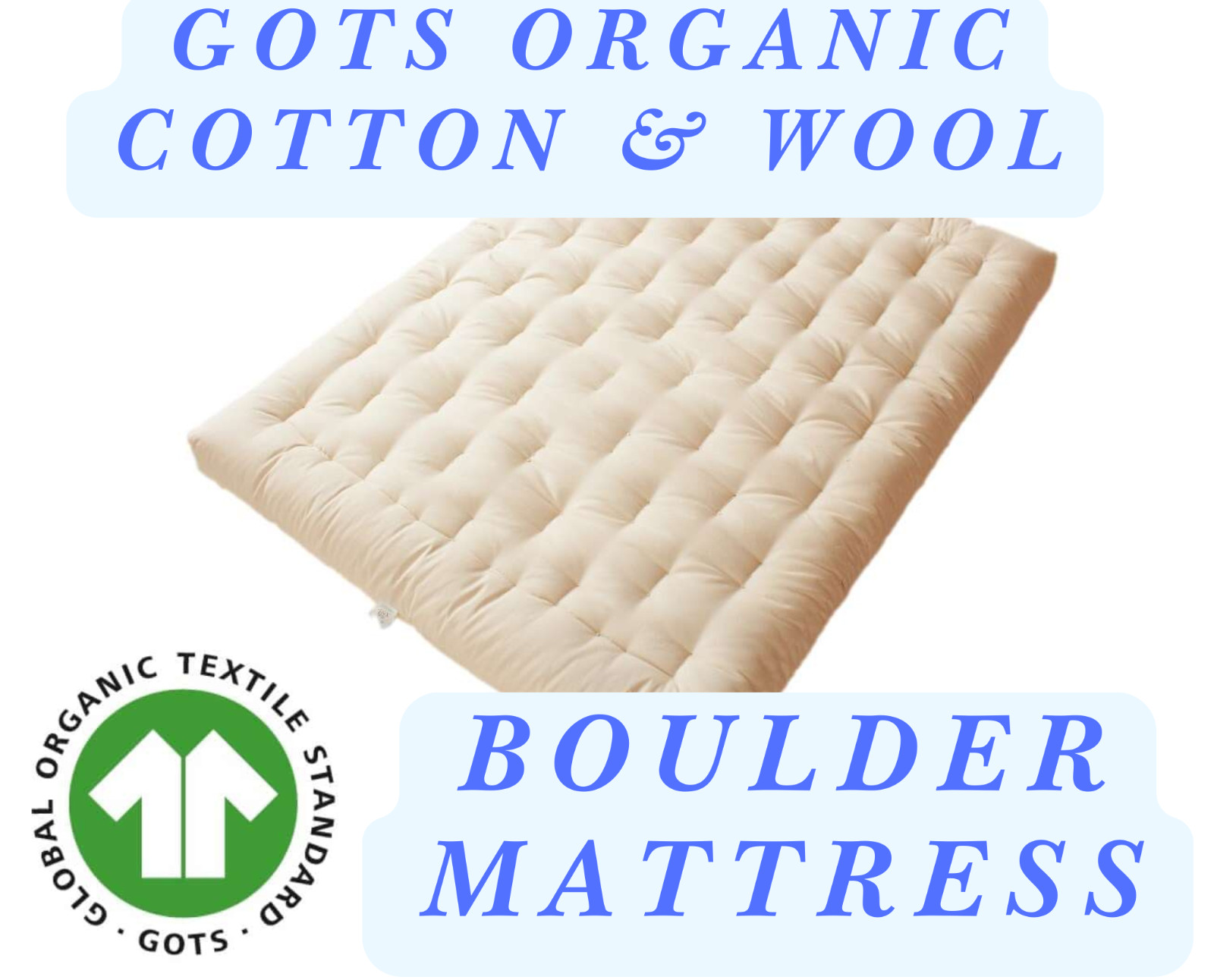 GOTS Organic Cotton & Wool Boulder Dreamton Mattress – King 7″ – Eco Friendly!