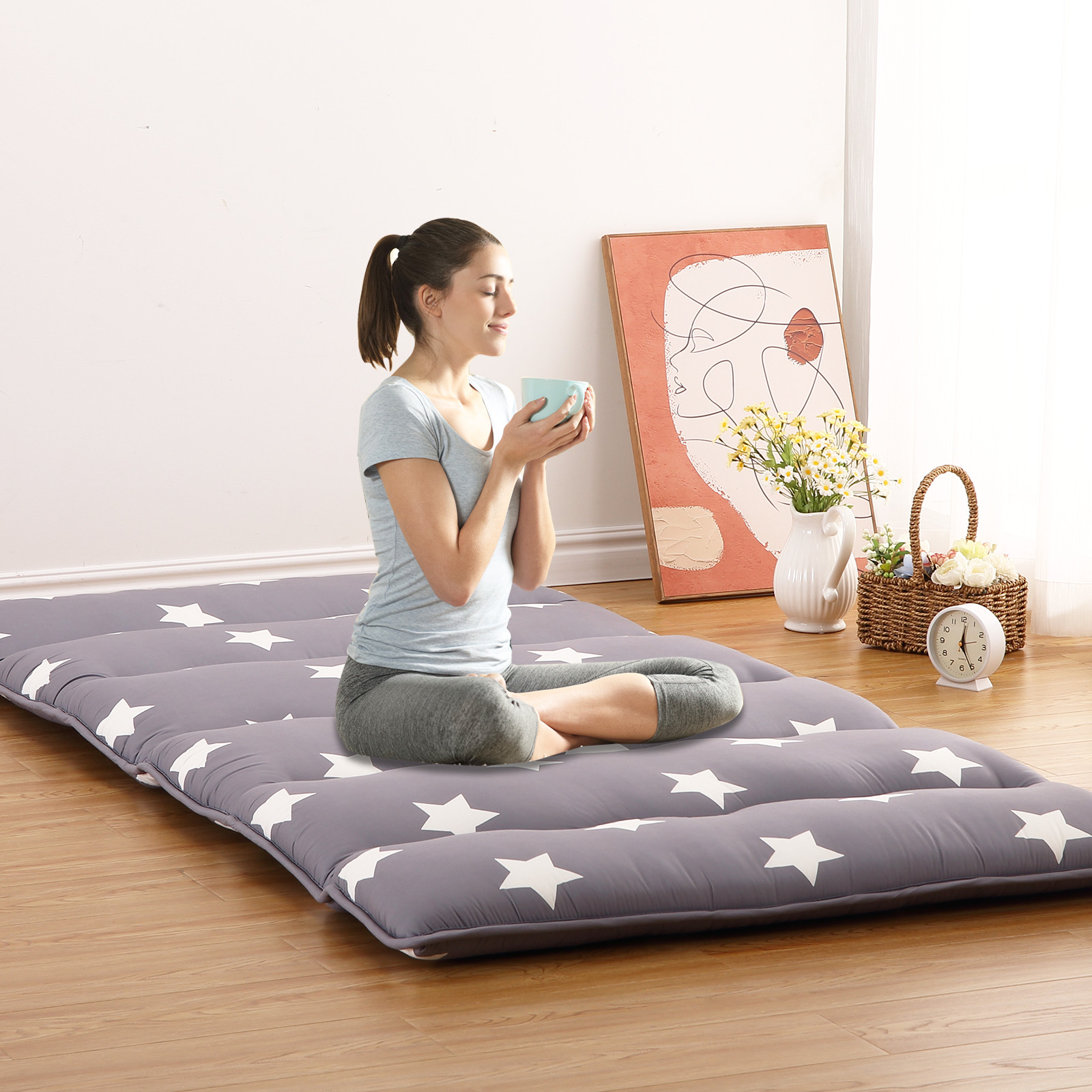 TWIN&FULL Size Japanese Floor Mattress Potable Foldable Sleeping Camping Mat Pad