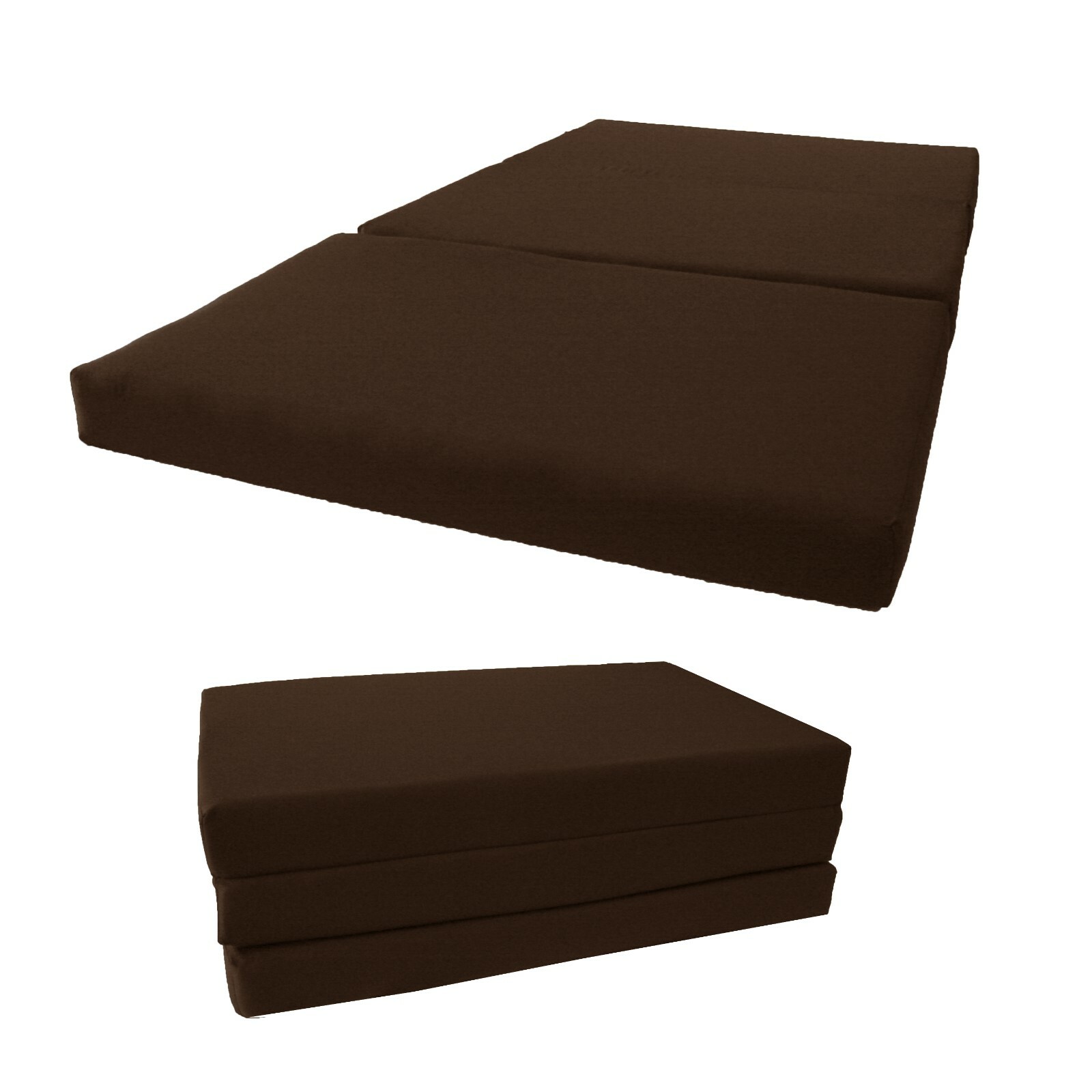 Full Shikibuton Trifold Foam Beds, Folding Mattresses 4 x 54 x 75, Brown