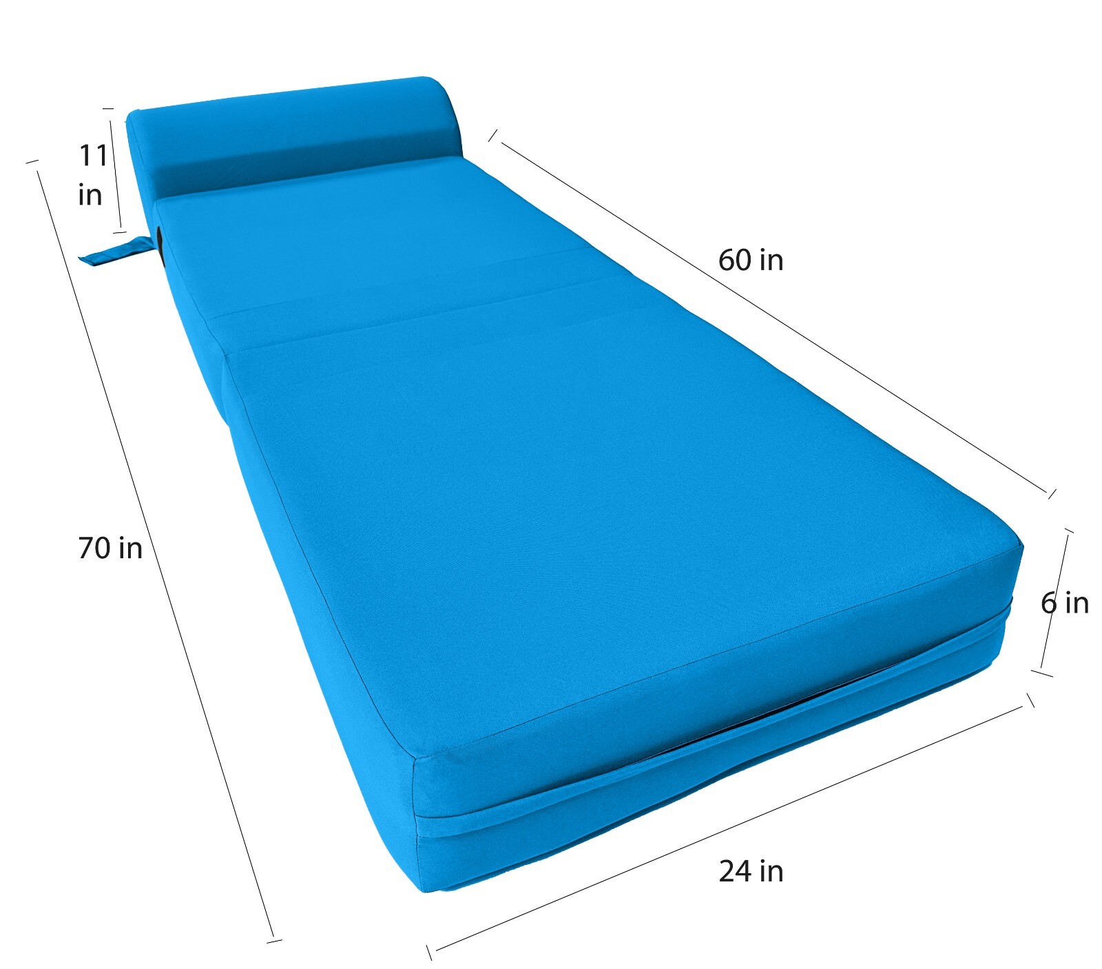 Turquoise 6 x 24 x 70 Sleeper Chair Folding Foam Bed, Studio Sofa Beds, Couches