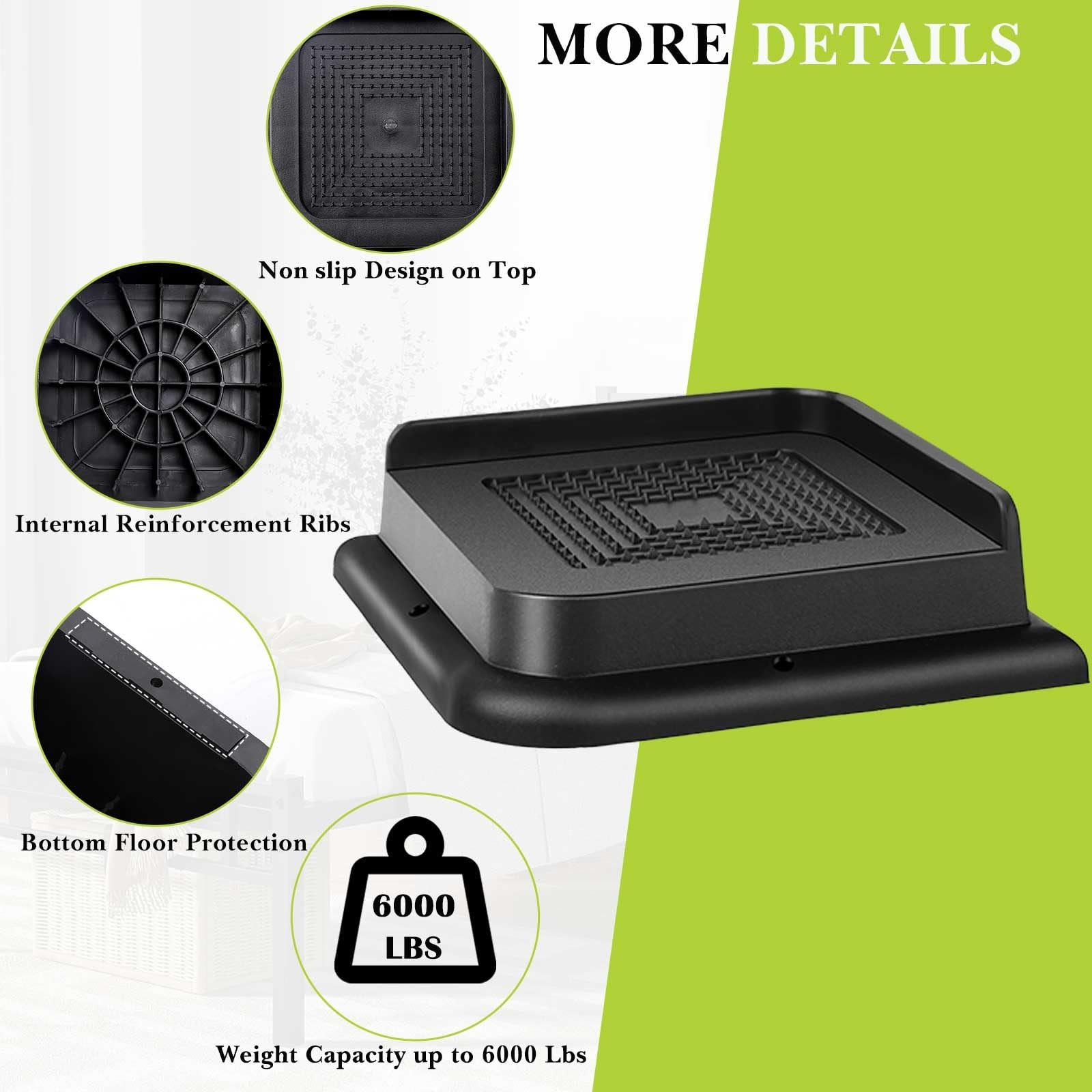 Yookwutar Bed Risers 1 inch, 2 3 4 6 1 Inch, Black 4 Pack
