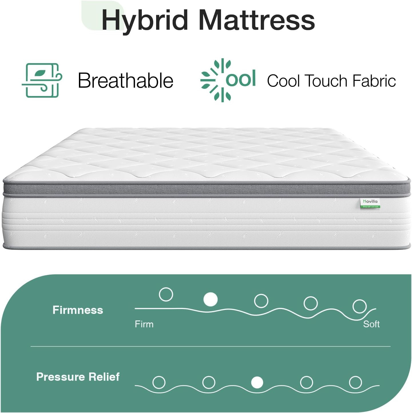 10-Inch Queen Hybrid Mattress – Pocket Innerspring, Medium Firm, Motion Isolatio
