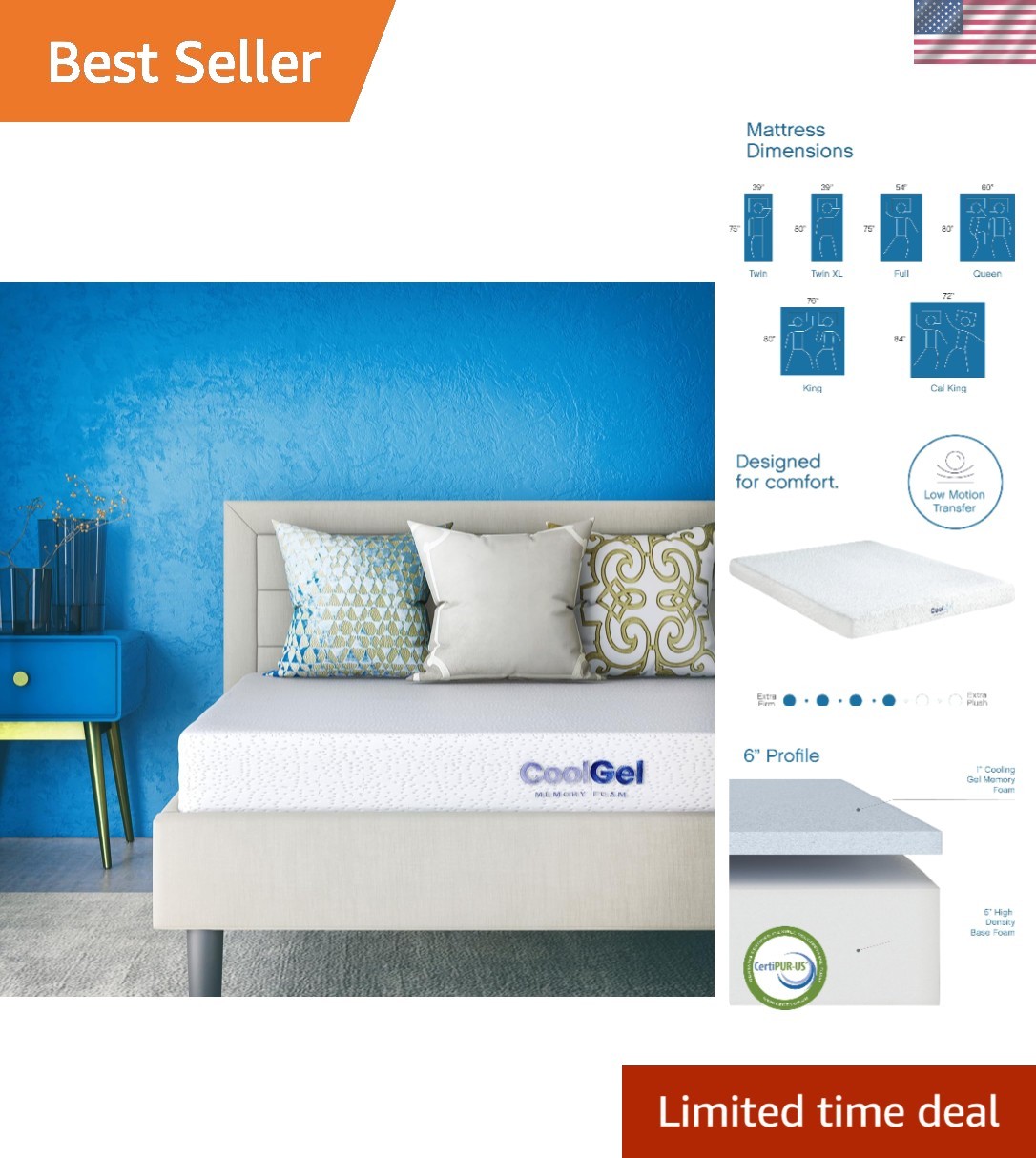CertiPUR-US 6 Inch Twin Size Mattress – Pressure Relief & Cooling Design