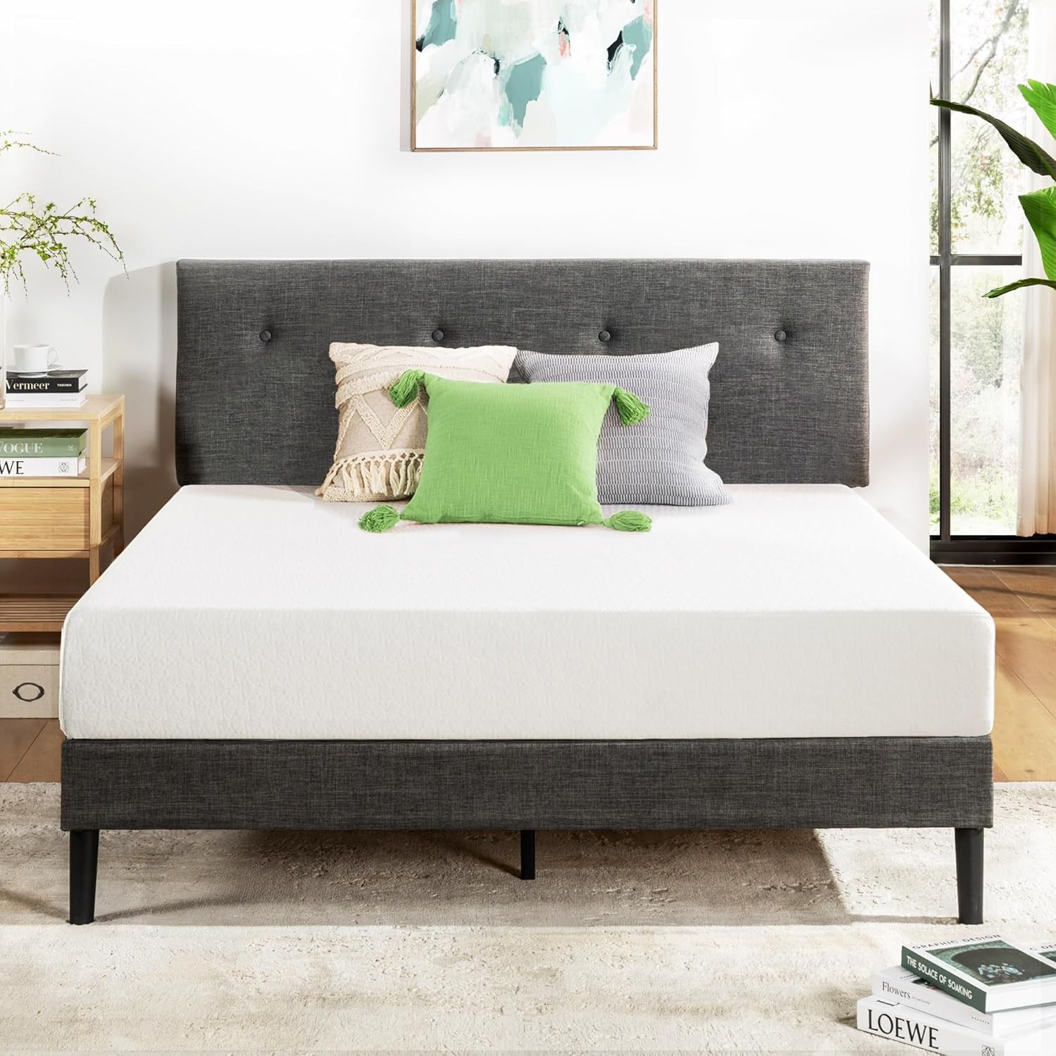 8 Inch Full Mattress Bed-In-A-Box Green Tea Memory Foam White