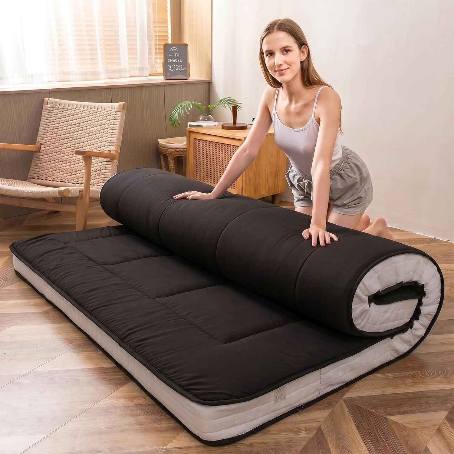 Full Size Futon Mattress Extra Thick Folding Floor Mattress Tatami Guest Bed