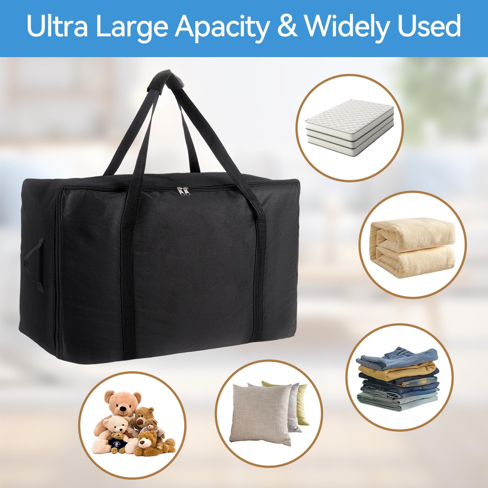 Folding Mattress Storage Bag, Portable 600D Oxford Heavy Duty Carry Case with…