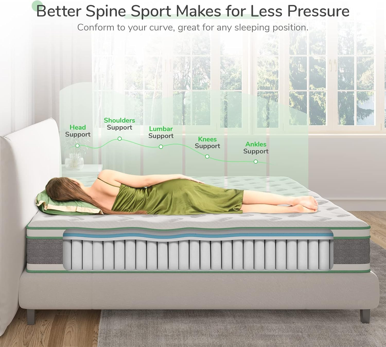 Queen Mattress & Bed Frame Set – 12″ Hybrid Foam & 14″ Metal Frame with Storage