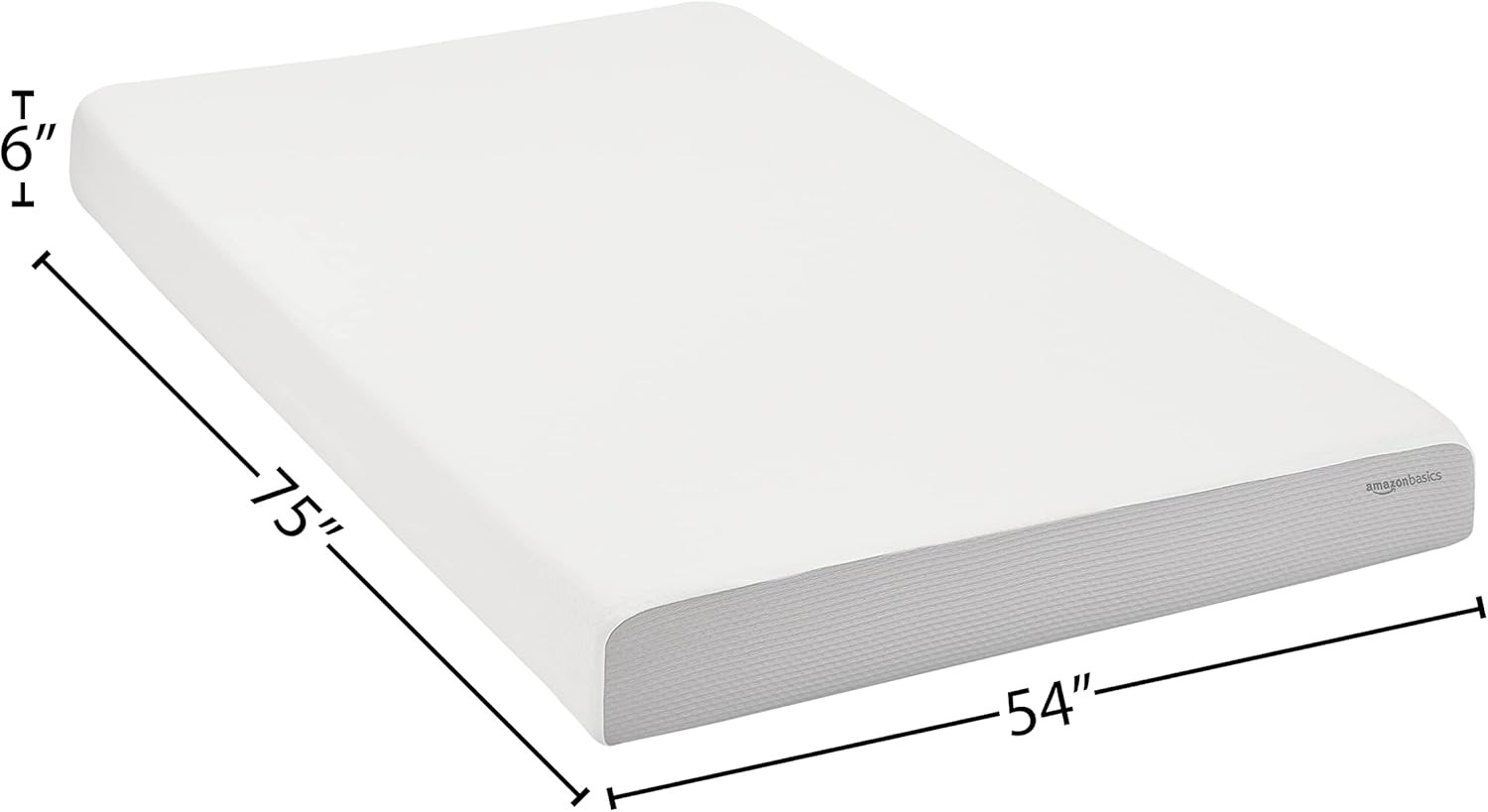 Memory Foam Mattress, Soft Plush Feel, 6 Inch, Full, White/Grey