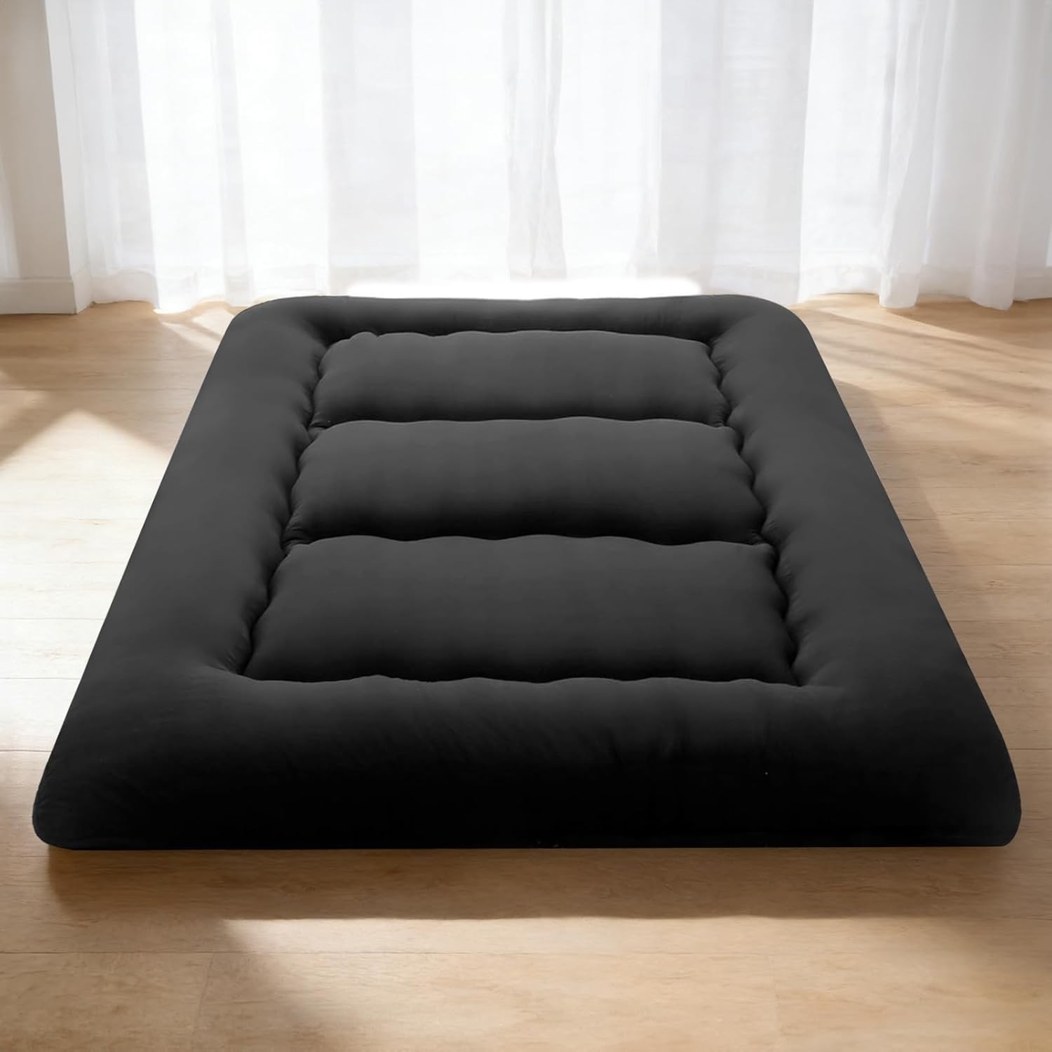 4″ Roll Up Floor Mattress Japanese Futon Mat Tatami for Guest,w/ Removable Cover