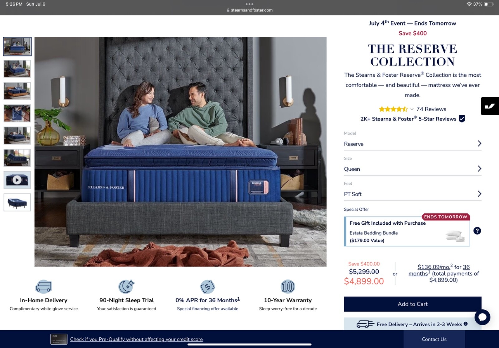 Stearns & Foster Queen Pillowtop Reserve Mattress