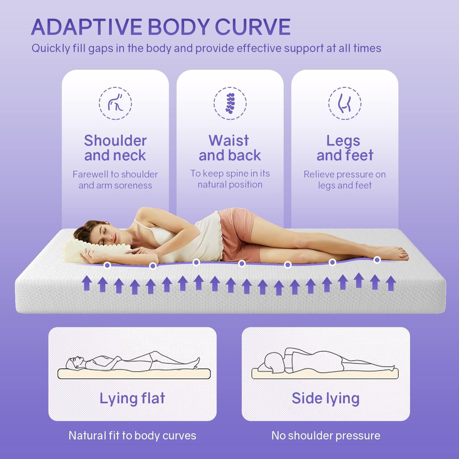 Bed Gel Memory Foam Mattress Pressure KING Breathable CertiPUR-US Certified 6″
