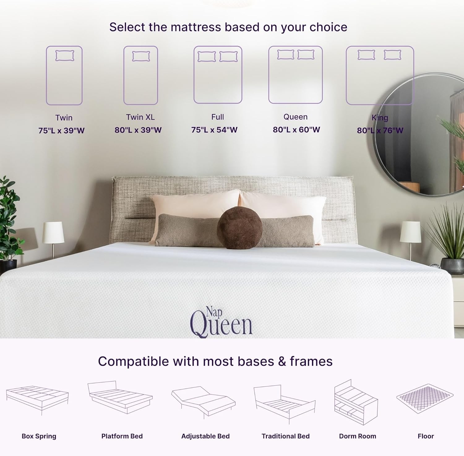 8 to 12 Inch Full Size Mattress, Bamboo Charcoal Memory Foam Mattress