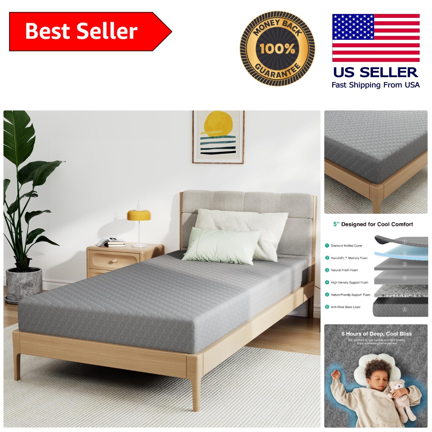 5-Inch Medium Firm Memory Foam Mattress – CertiPUR-Certified Full Size Comfort
