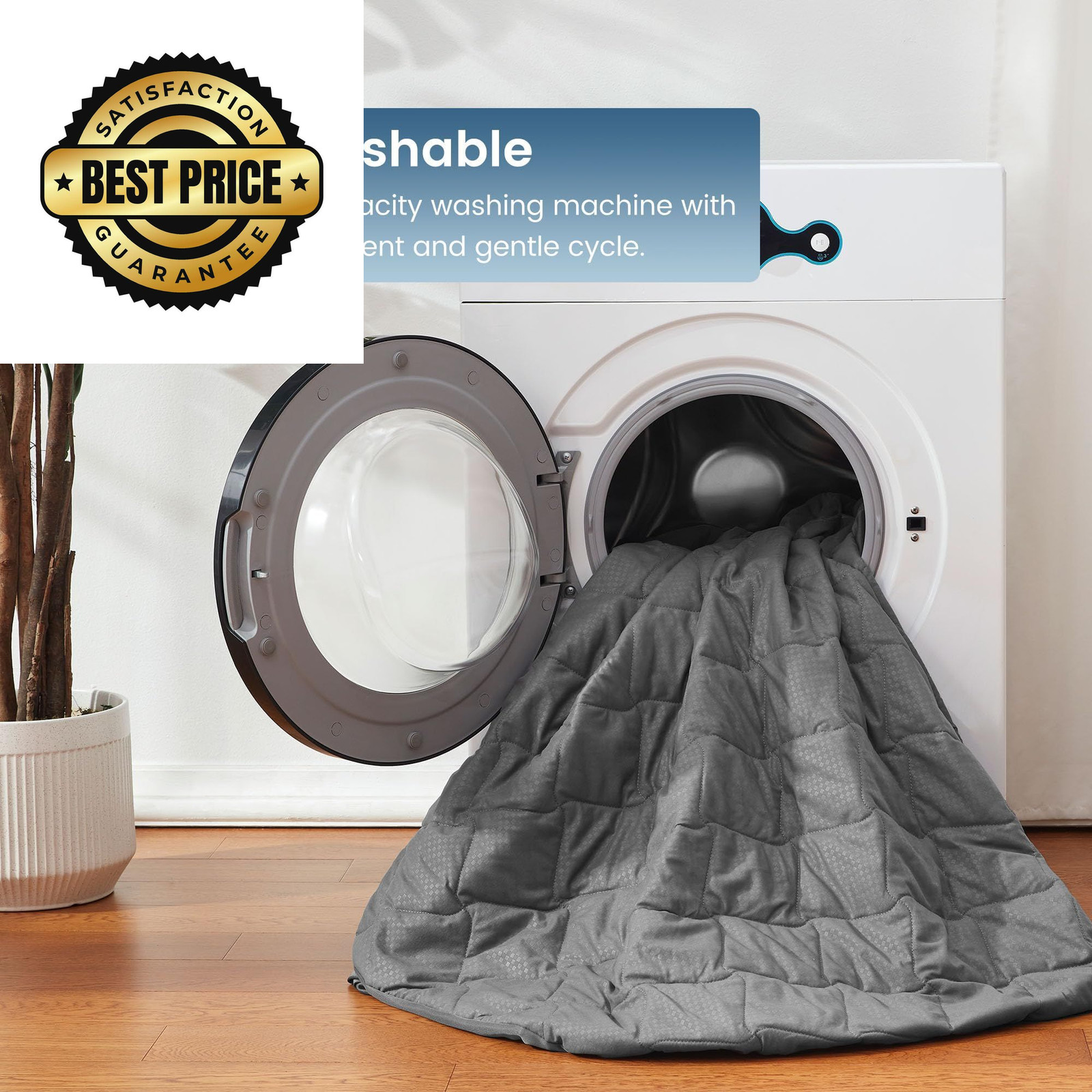 SLEEP ZONE Waterproof Mattress Protector Pad King Machine King, Gray