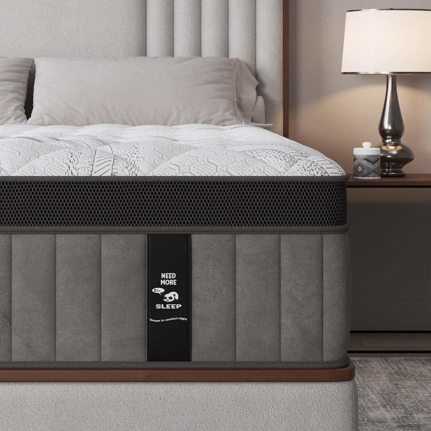 King Size Mattress, 12 Inch King Hybrid Mattress with Medium Firm Gel Memory Foa