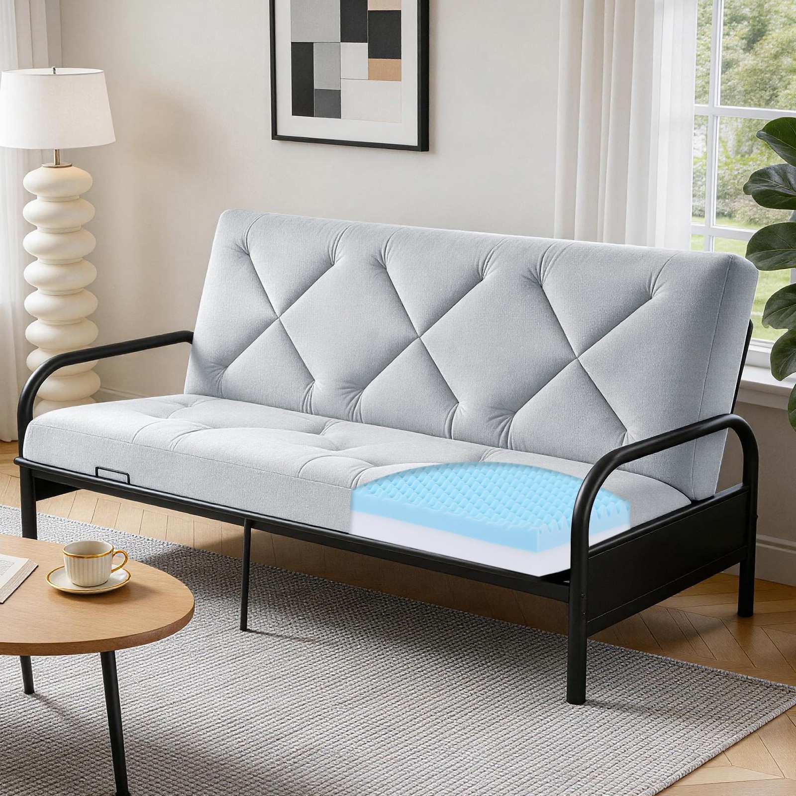 Foldable 6» Full Size Futon Mattress, Dual-Sided Foam Design Sleeper Sofa Be…
