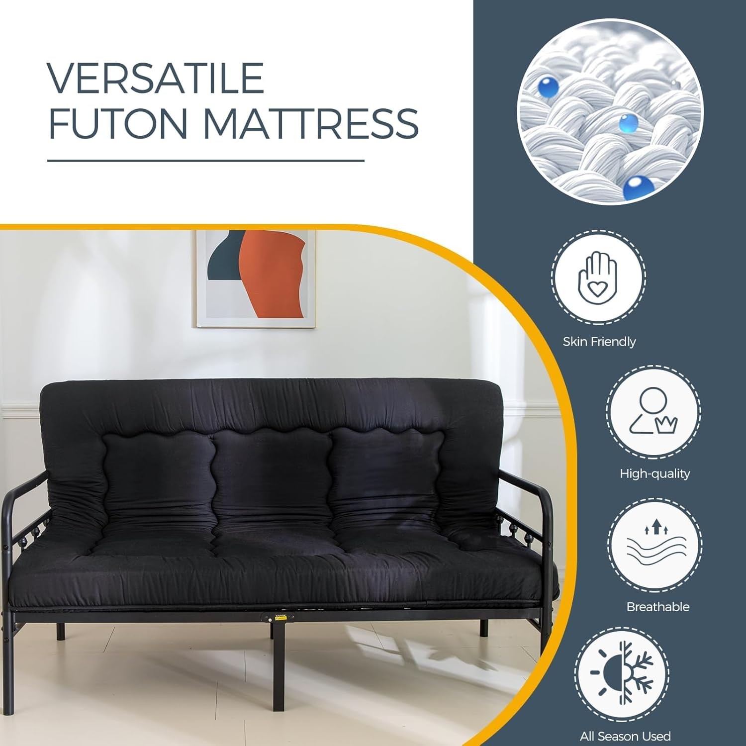 6in Thick Twin Tatami Floor Mattress Foldable Black