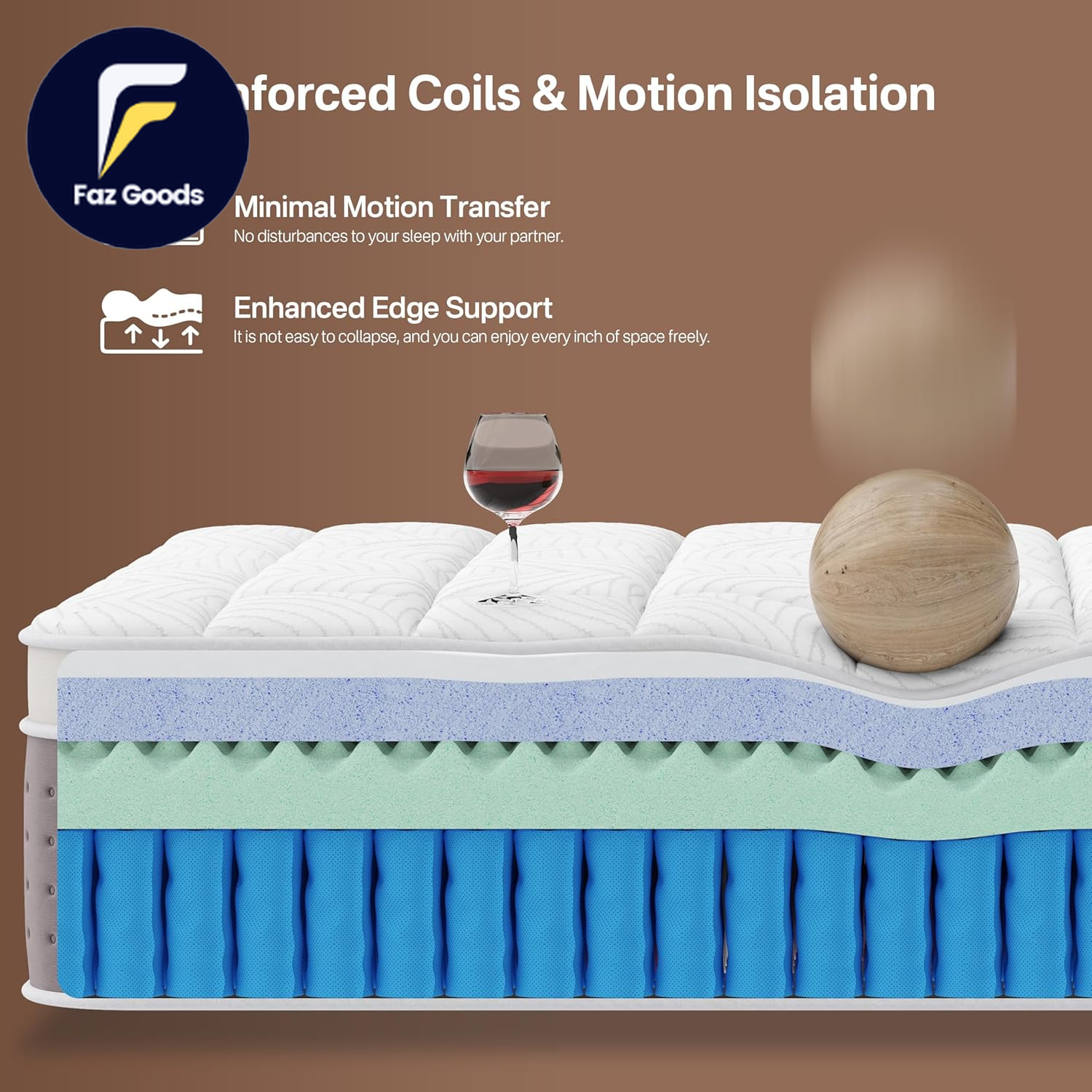 King Size Mattress 16 Inch Hybrid King Mattress in a Box Cooling Gel Memory Foam