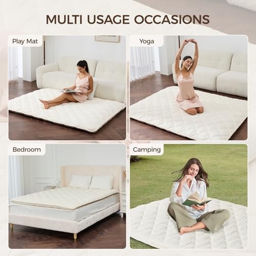 Japanese Floor Mattress with Washable Cover, Folding Futon Twin(80″×39″×2.6″)