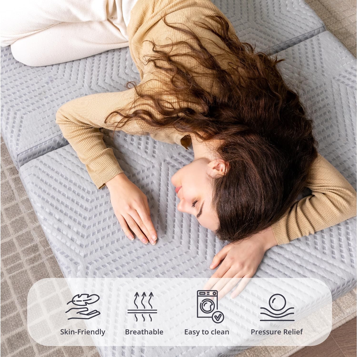 Folding Mattress, 4 Inch Single Tri Folding Memory Foam Mattress for Camping …