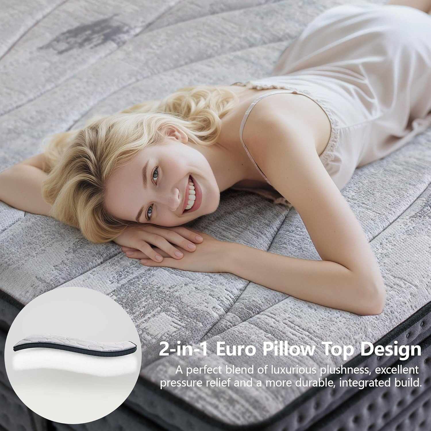 14″ California King Cooling Gel Memory Foam Hybrid Mattress for Ultimate Comfort