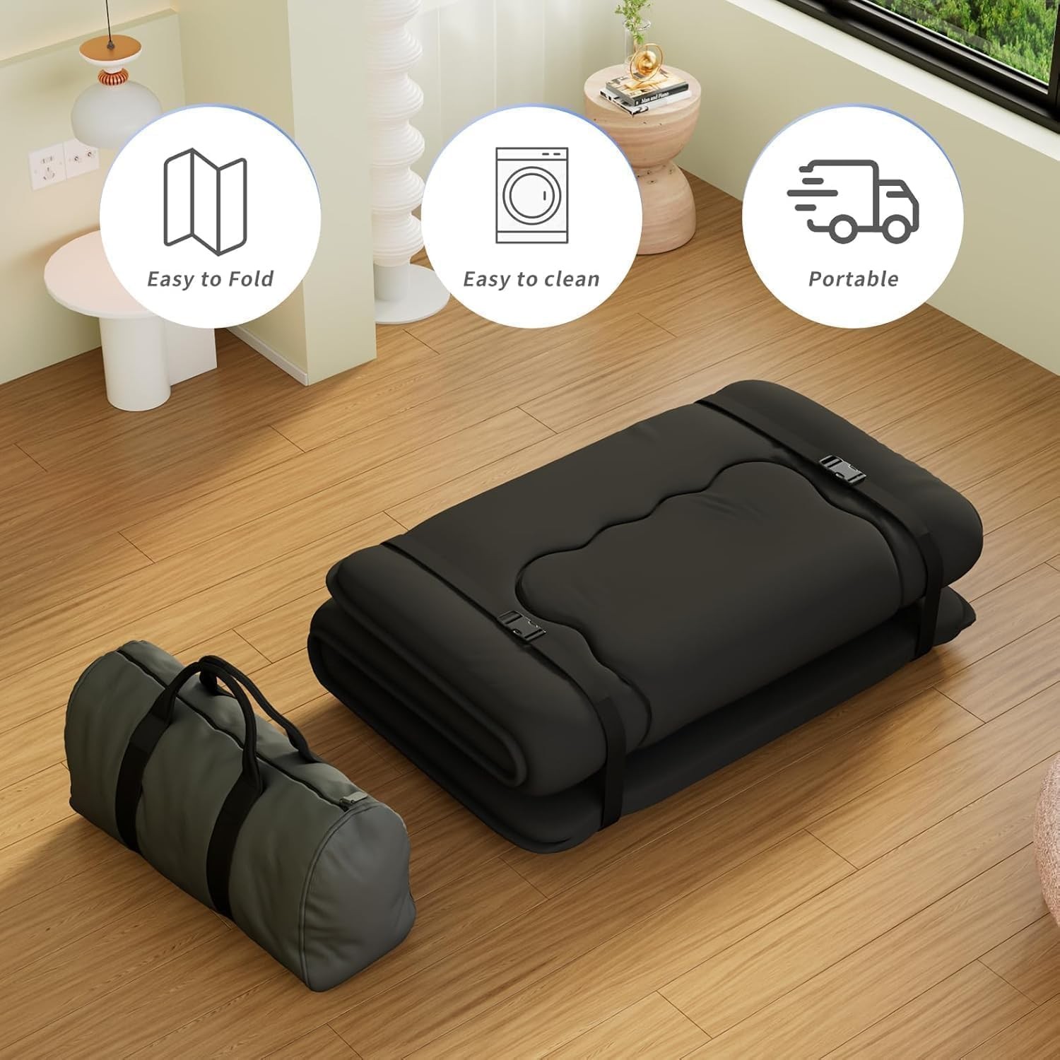 Japanese Futon Mattress, Foldable Tatami Mat Portable Dormitory Sleeping Pad …