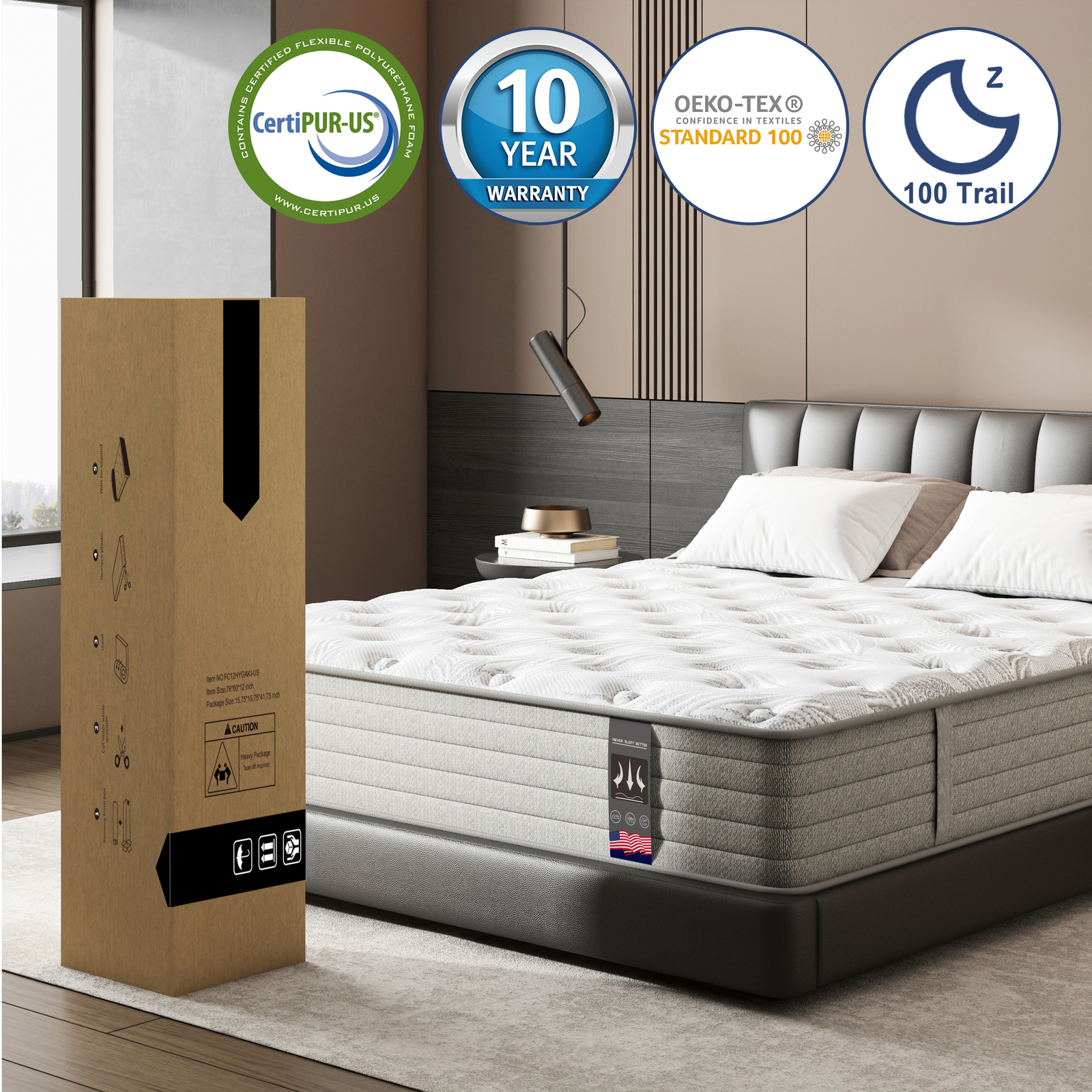12 14 inch Pocket Spring Hybrid Mattress Memory Foam Twin Full Queen King Size