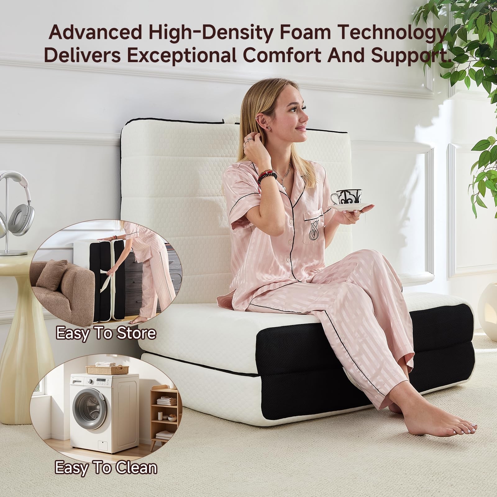 Foldable Mattress, Single Tri-Fold Memory Foam Mattress Topper with Washable …